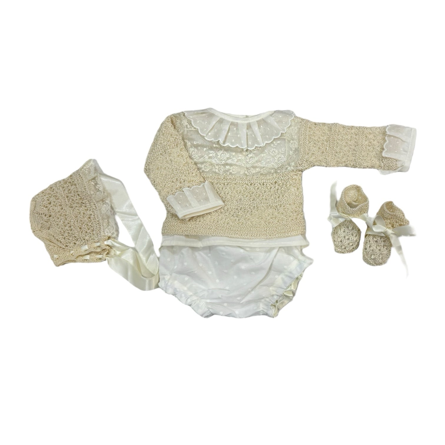 Charlotte Beige and White Knitted 5-pc Set