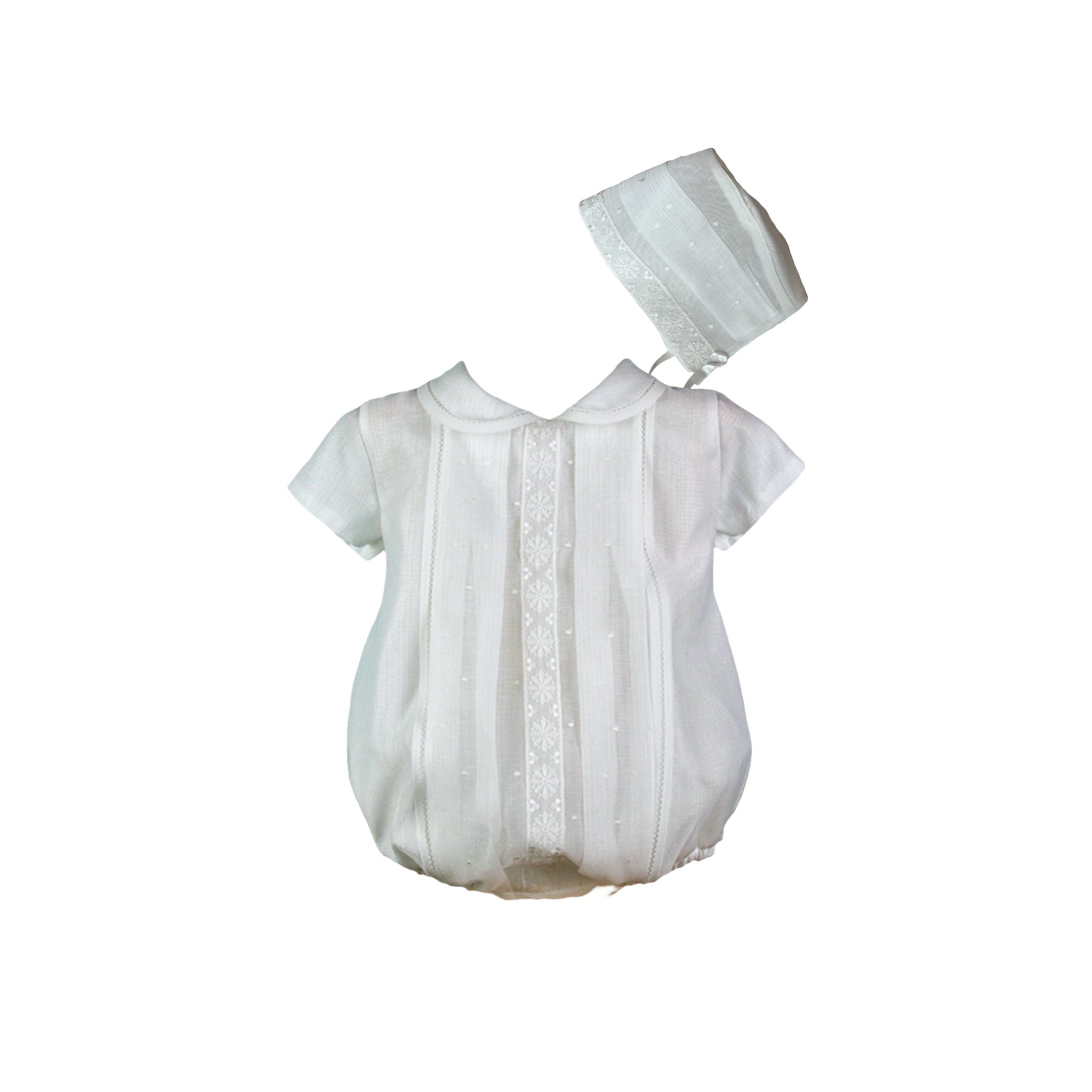 Elizardo Luxe White Romper with Bonnet